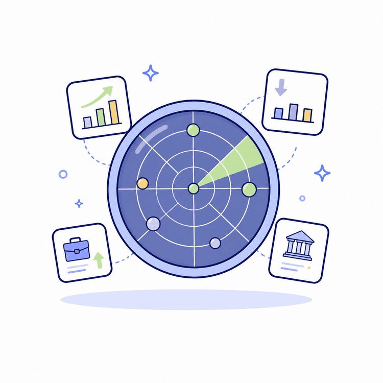 Private dashboard and radar illustration